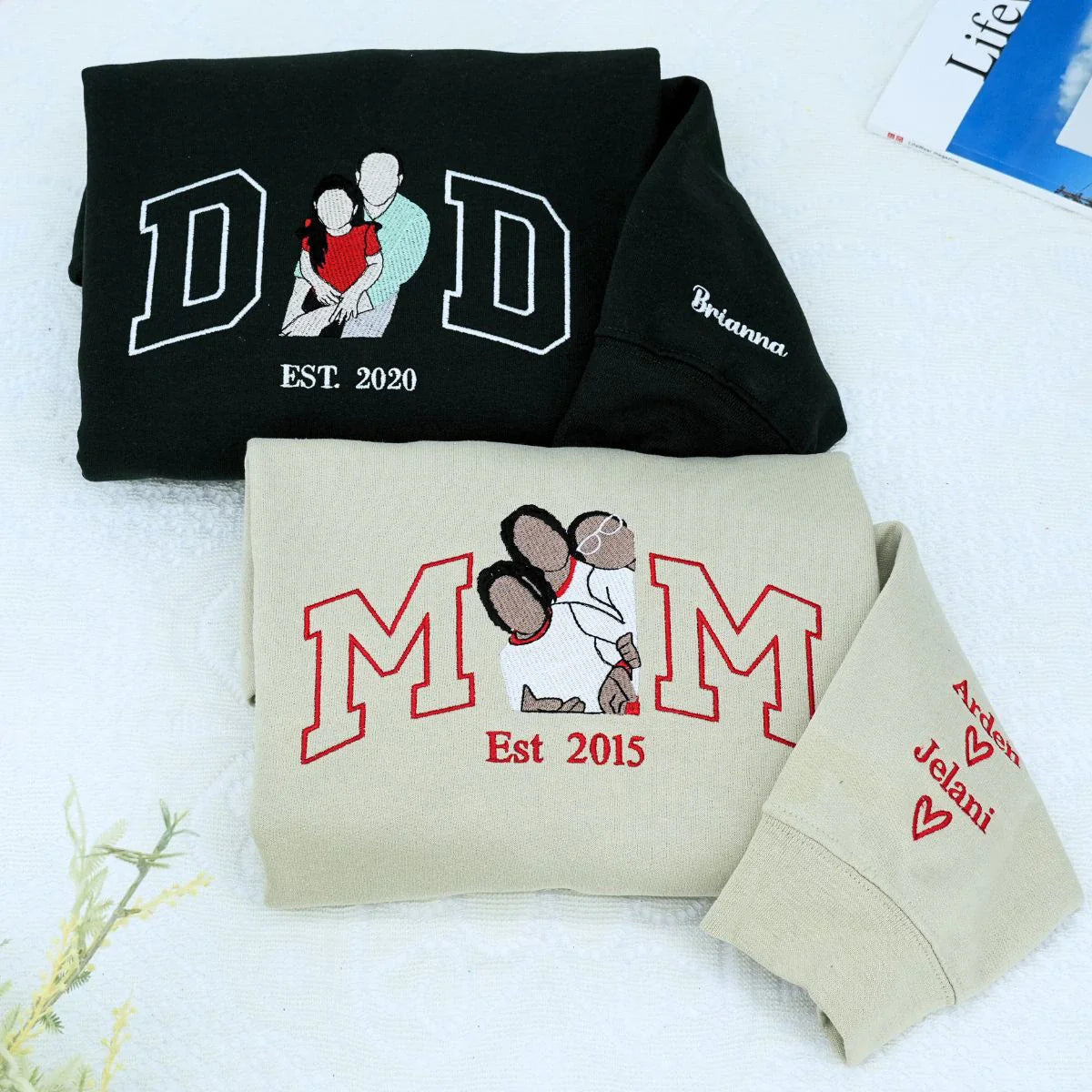 Custom Best Dad Ever Potrait Sweatshirt Or Hoodie, Personalized Embroidered Father's Day Gift for Dad