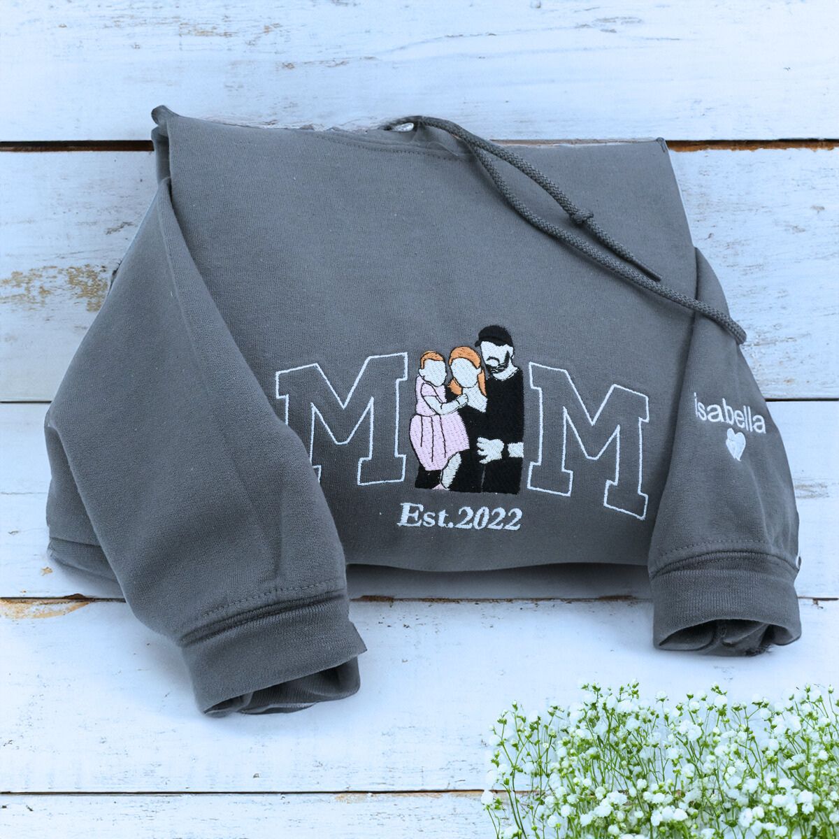 Personalized Embroidered Gifts for New Mom and New Dad, Photo Sweatshirt or Hoodie