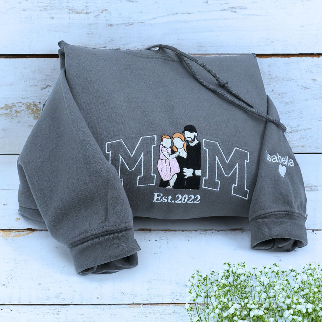 Personalized Embroidered Gifts for New Mom and New Dad, Photo Sweatshirt or Hoodie