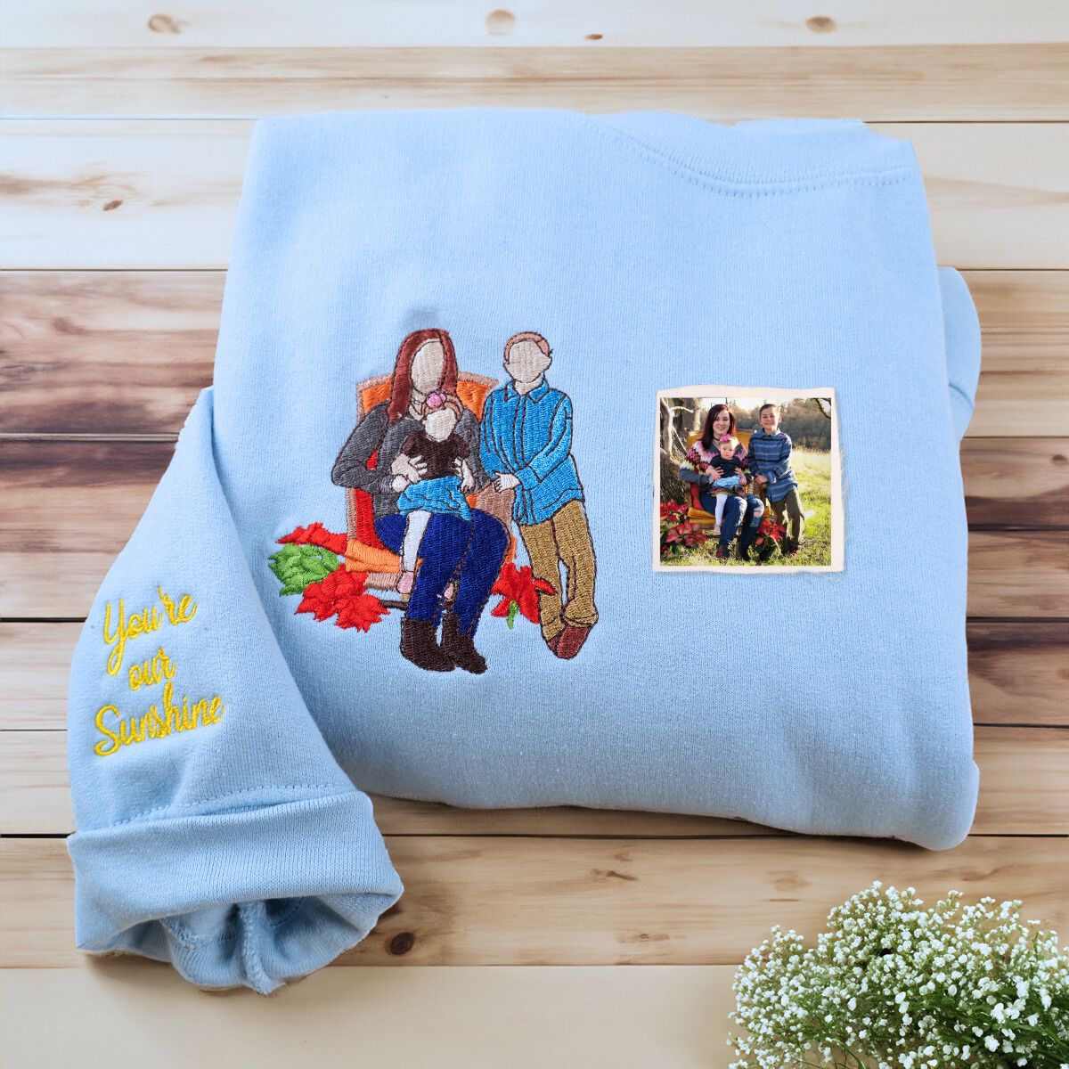 Personalized Mom Photo Sweatshirt or Hoodie, Embroidered Gifts for Mother's Day