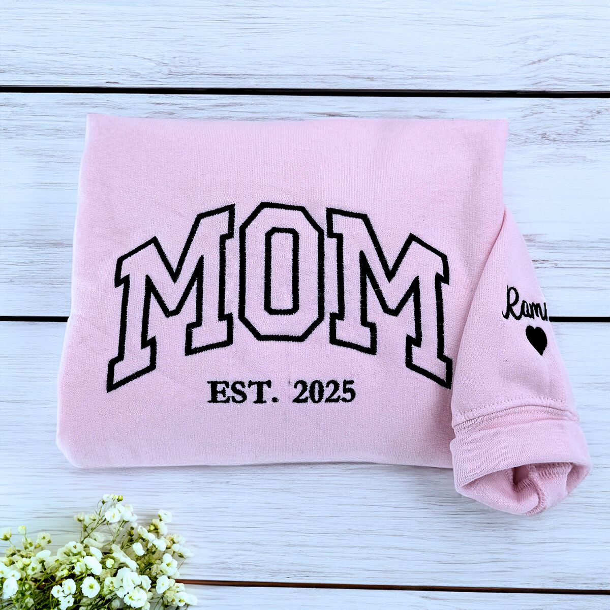 Mom and Dad Sweatshirt or Hoodie - Embroidered Gift for Parents with Est Year, Kids Names