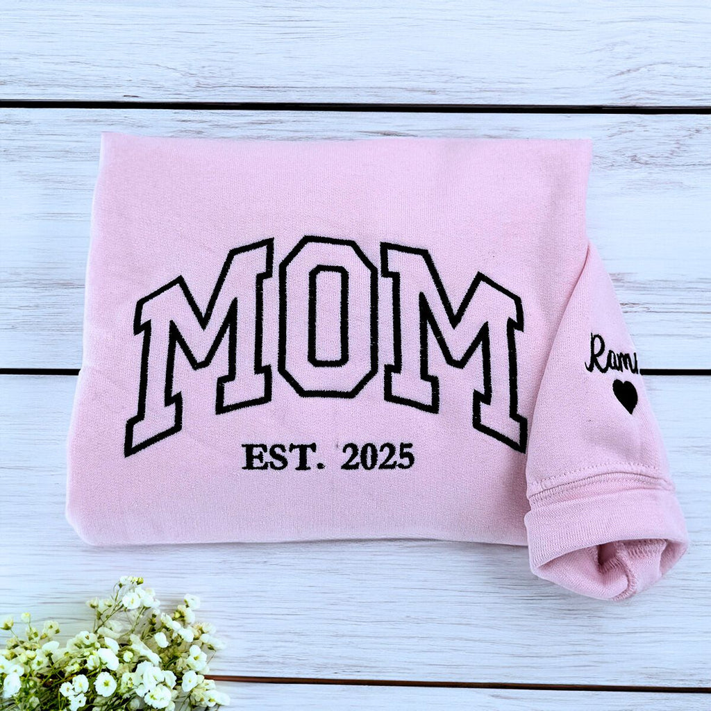 Mom and Dad Sweatshirt or Hoodie - Embroidered Gift for Parents with Est Year, Kids Names