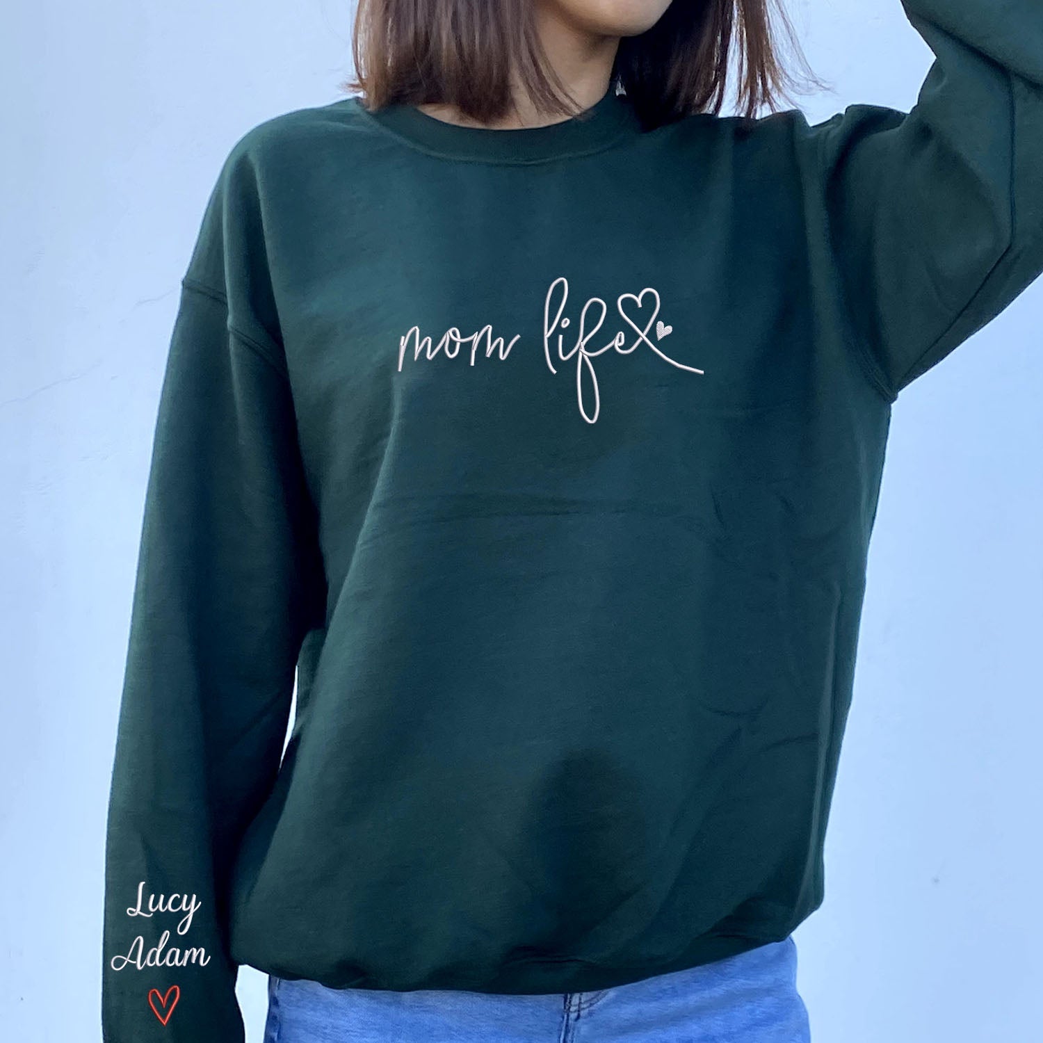 Mom Life Sweatshirt or Hoodie, Embroidered Gift For Mom from Kids