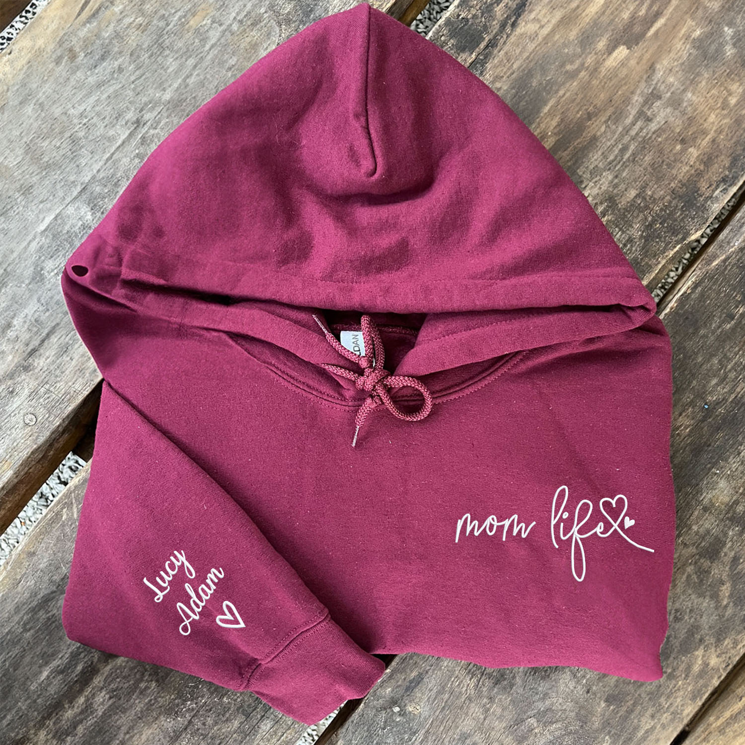 Mom Life Sweatshirt or Hoodie, Embroidered Gift For Mom from Kids