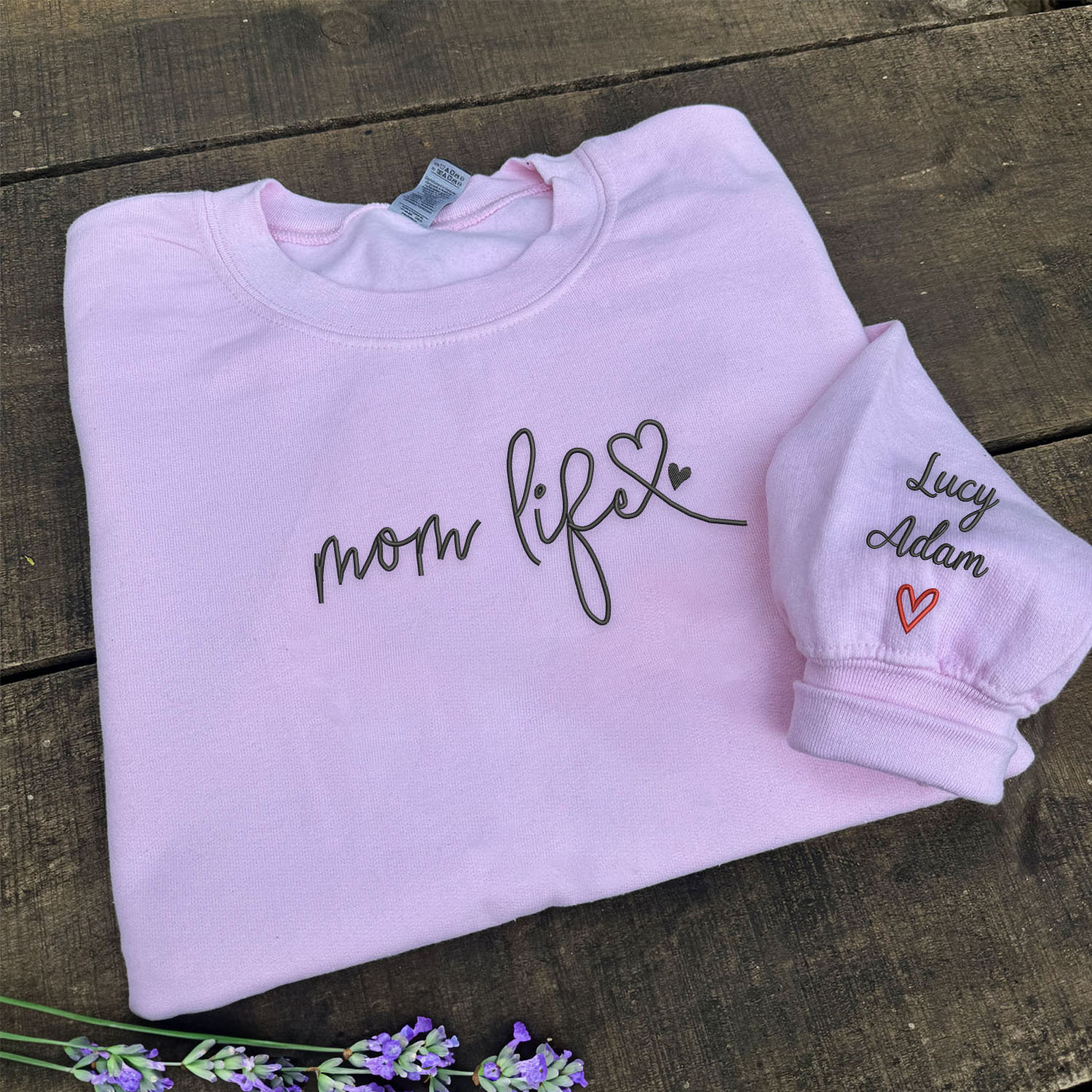 Mom Life Sweatshirt or Hoodie, Embroidered Gift For Mom from Kids