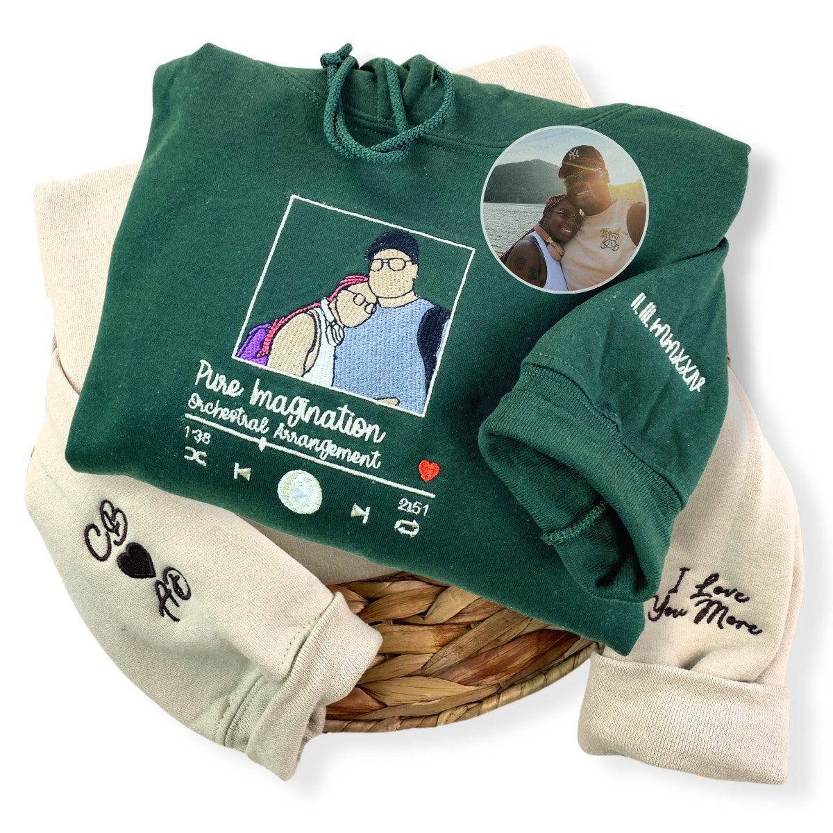 Personalized Gift for Newly Married Couple with Photo Portrait T-shirts or Sweatshirt