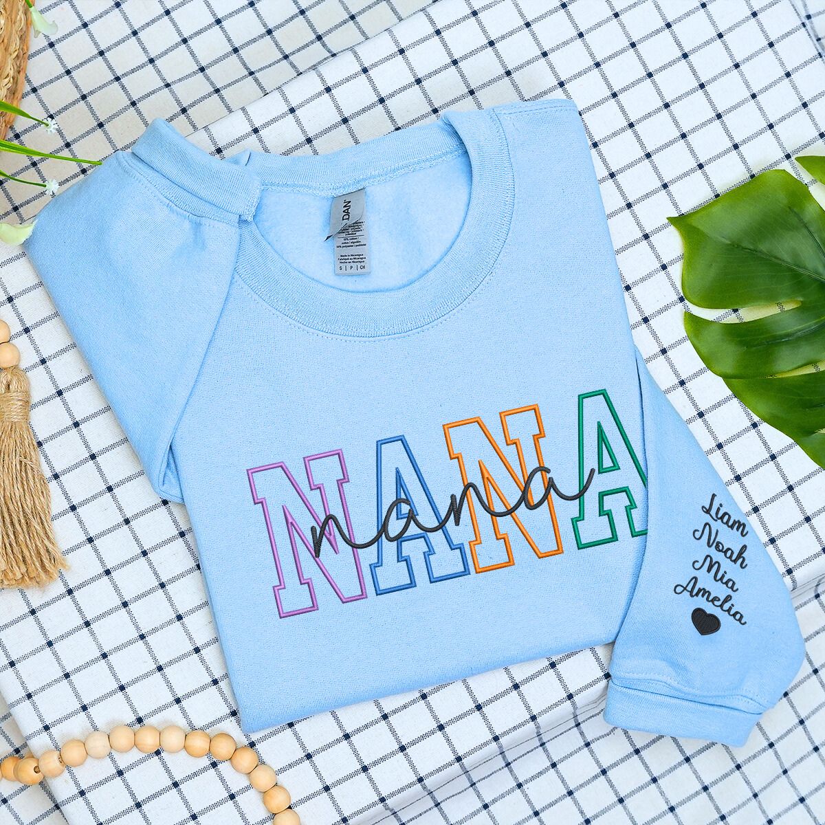 Mama Sweatshirt or Hoodie with Names on Sleeve, Custom Embroidered Gift for Mama