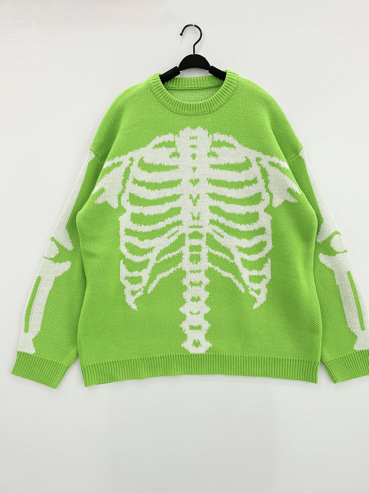 Skeleton Ribcage Jacquard Knit Pullover Sweater