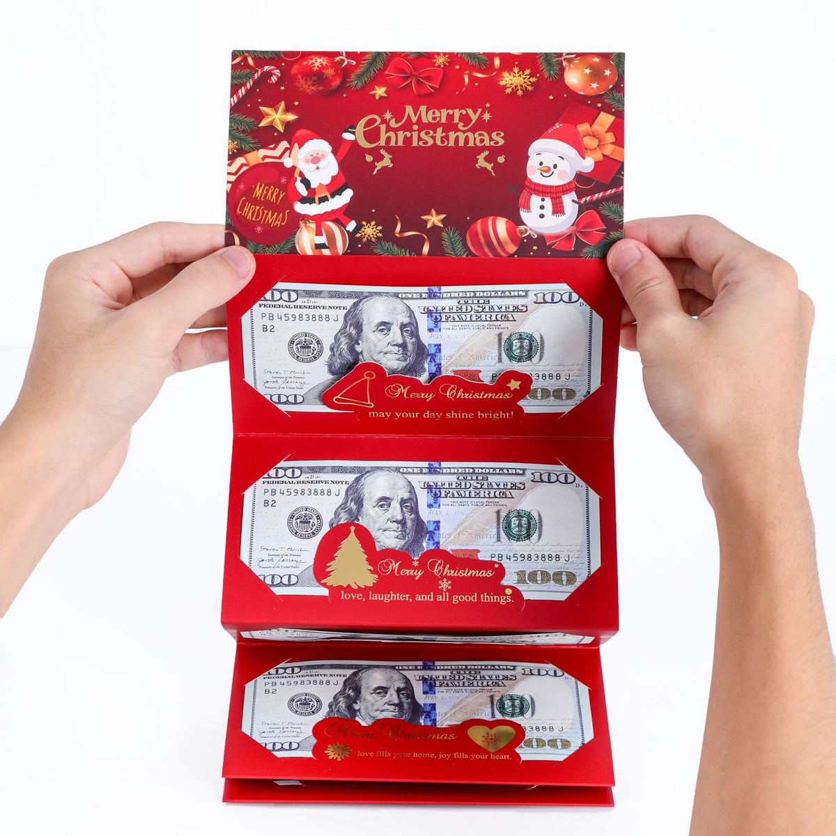 Christmas Expandable Pop-Up Money Holder Card, Merry Christmas Folding Surprise Cash Gift Card with Red Envelope, Santa Holiday Gift Card (Money Not Included)