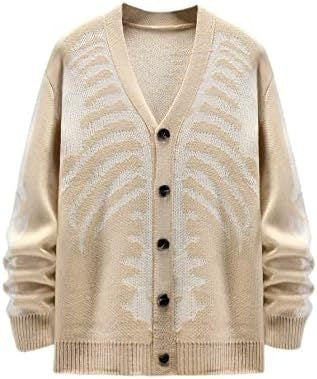 Skeleton Ribcage Jacquard Knit Button Cardigan