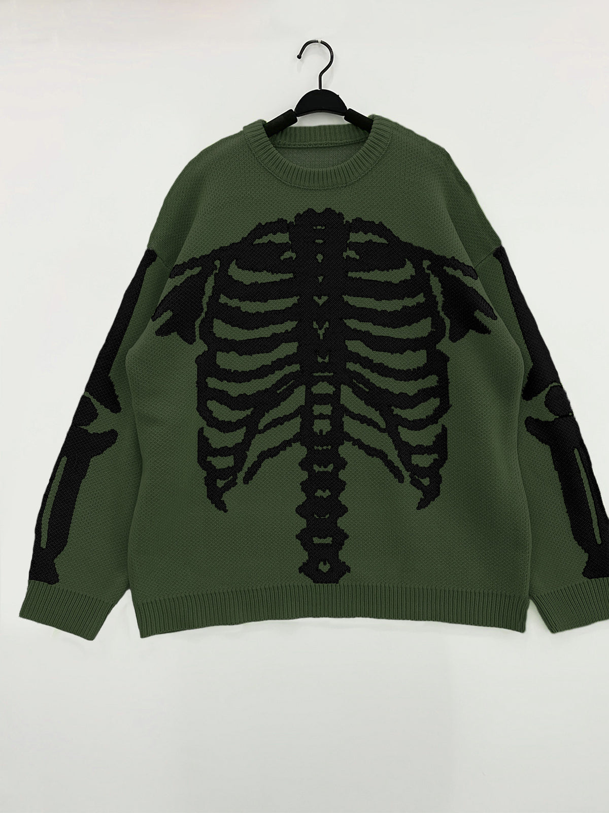Skeleton Ribcage Jacquard Knit Pullover Sweater