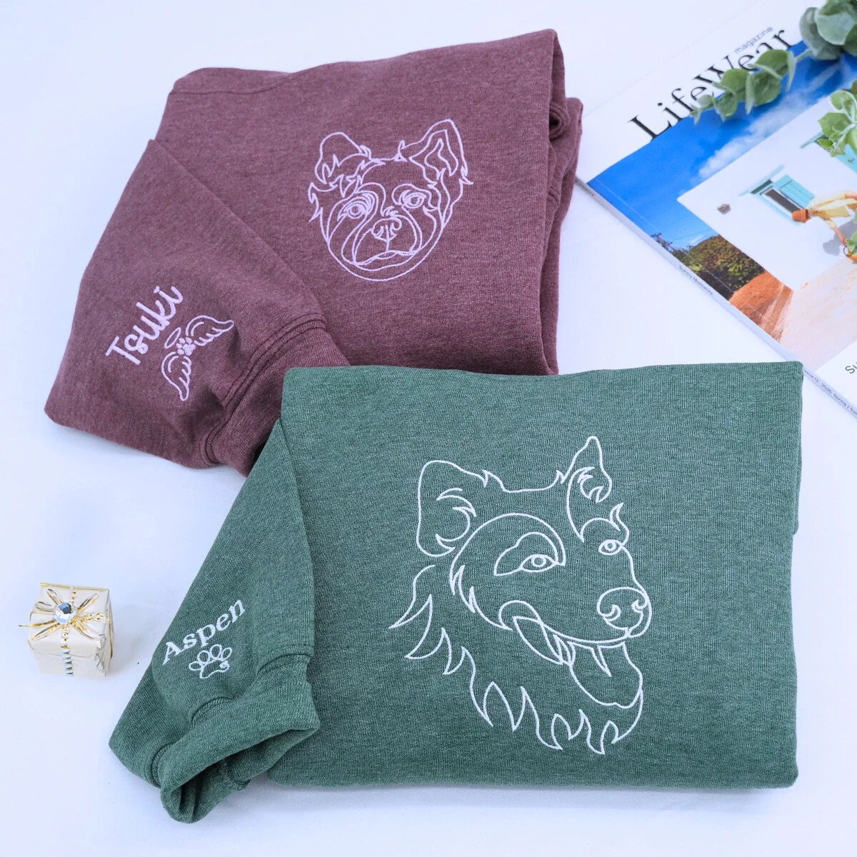 TOOOAI® Custom Embroidered Pet Hoodie - Pet Photo + Name