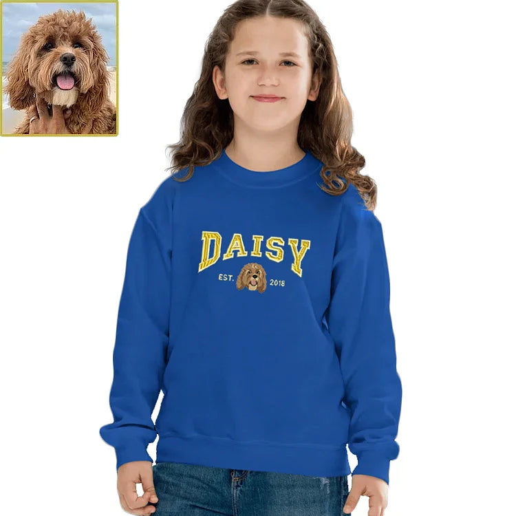 Personalized Embroidered Sweatshirt with Pets Name, Custom Dog Face Hoodie