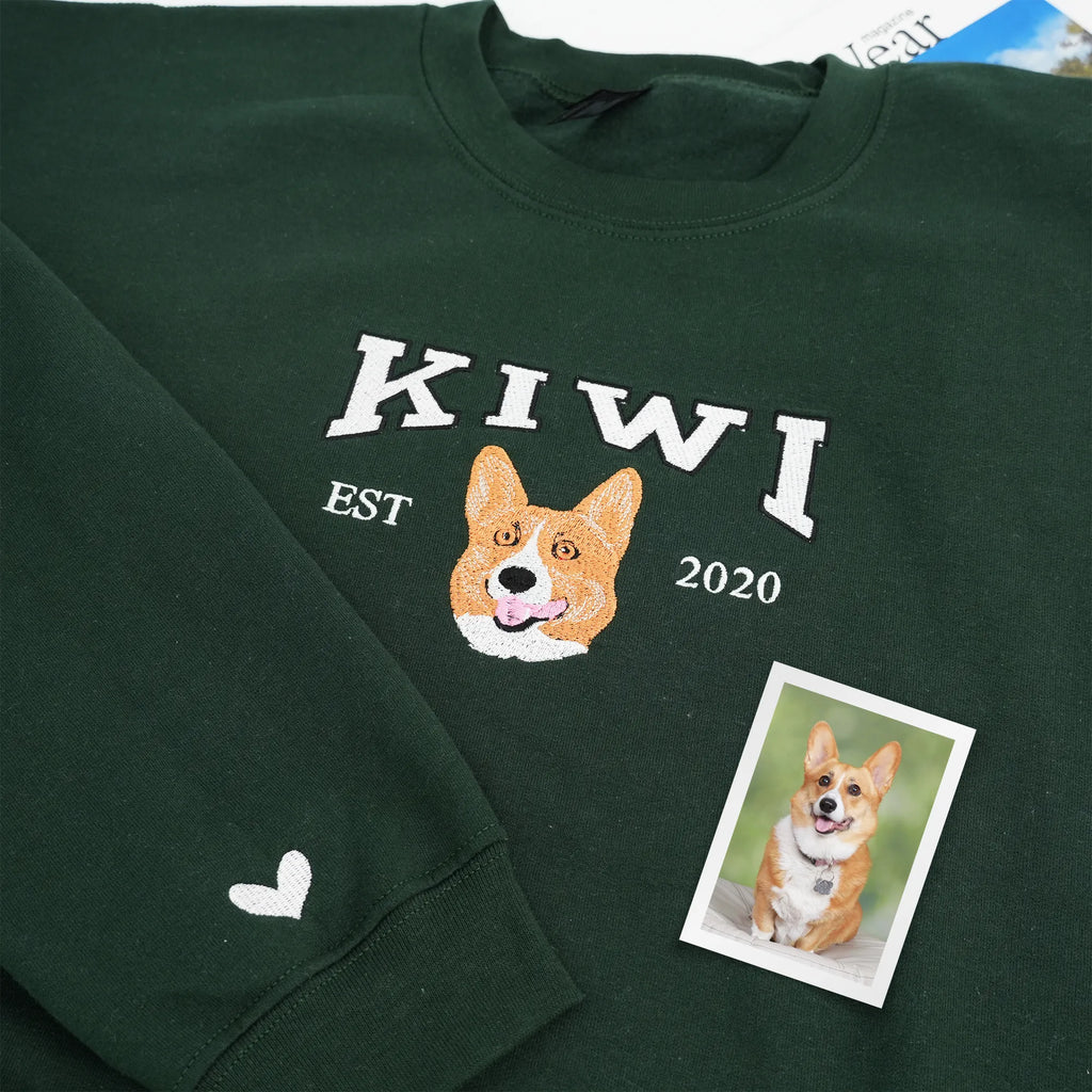 Father’s Day Custom Pet Photo & Name Embroidered Hoodie or Sweatshirt – Personalized Gift for Pet-Loving Dad and Grandpa