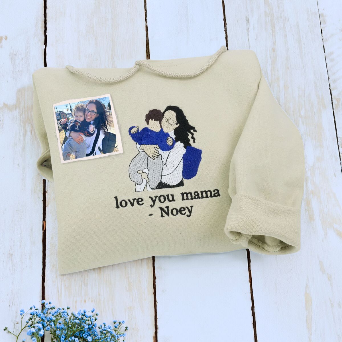 Personalized Mom Photo Sweatshirt or Hoodie, Embroidered Gifts for Mother's Day