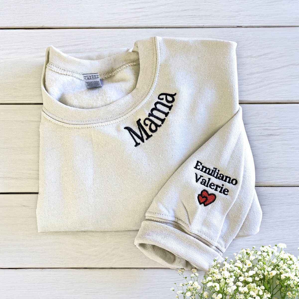 Nonna Sweatshirt or Hoodie with Embroidered GrandKids Names on Sleeve