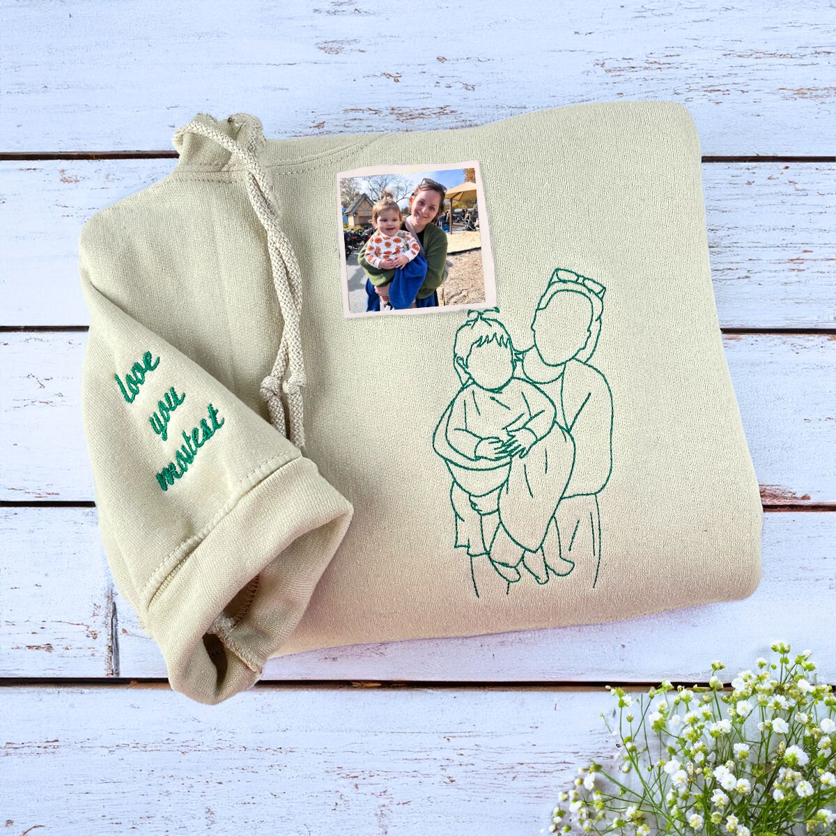 Personalized Mom Photo Sweatshirt or Hoodie, Embroidered Gifts for Mother's Day