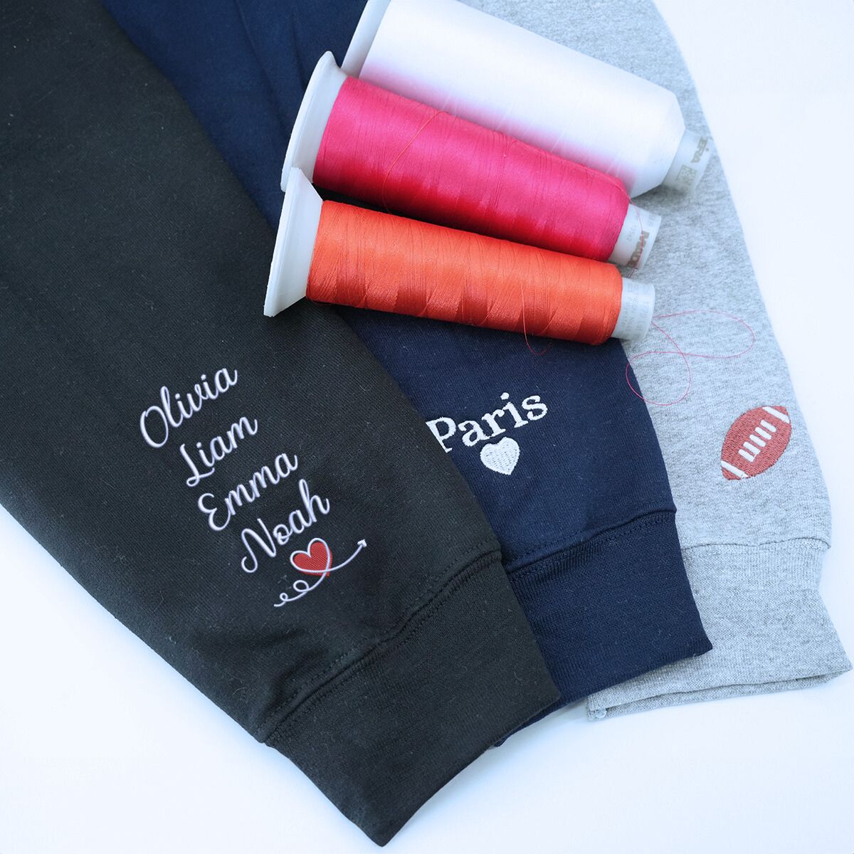 Mama Embroidered Sweatshirt or Hooide with Coquette Bow and Kids Names on Sleeve, Custom Gift for Mama Mother's Day