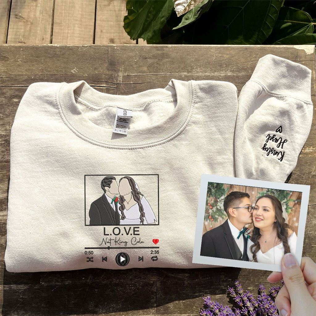 Personalized Gift for Newly Married Couple with Photo Portrait T-shirts or Sweatshirt