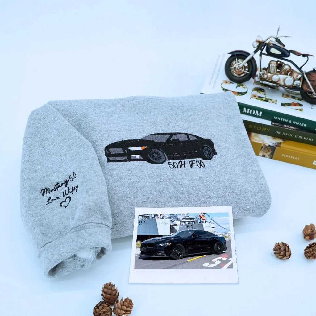 Custom Embroidered Car Hoodie, Sweatshirt, Personalized Car Gifts for Him