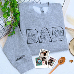 Custom Dad Life Photo Shirt, Personalized Embroidered Gift for Father’s Day Birthday, New Dad Sweatshirt or Hoodie