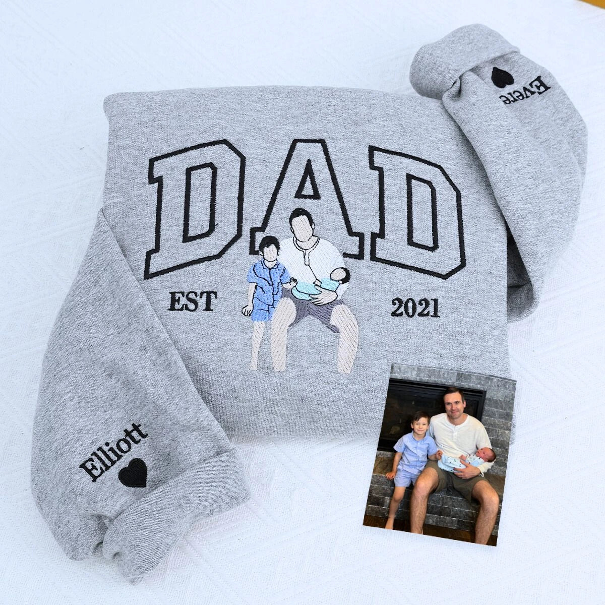 Father and Son Sweatshirt, Hoodie, Personalized Fathers Day Gifts from Portrait Photo Sweatshirt, Unique Gifts for Dad