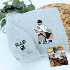 Dad Sweatshirt or Hoodie, Embroidered Gift with Father and Son Daughter Portrait Photo