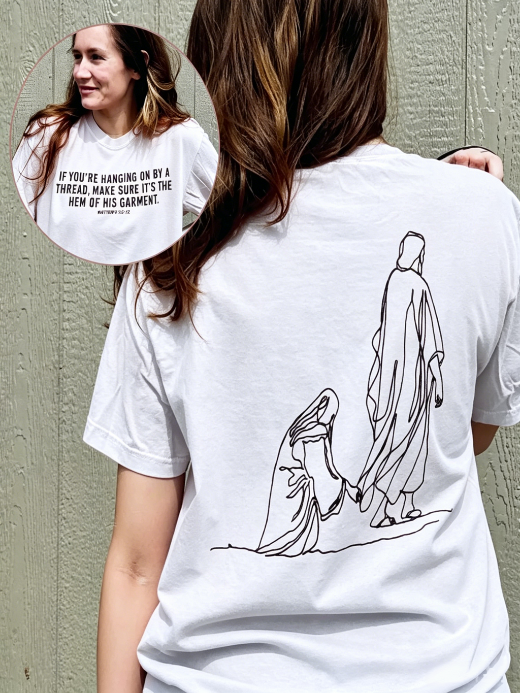 If You’re Hanging On A Thread Christian Vintage Tee | Matthew 9:20-22 Faith Shirt