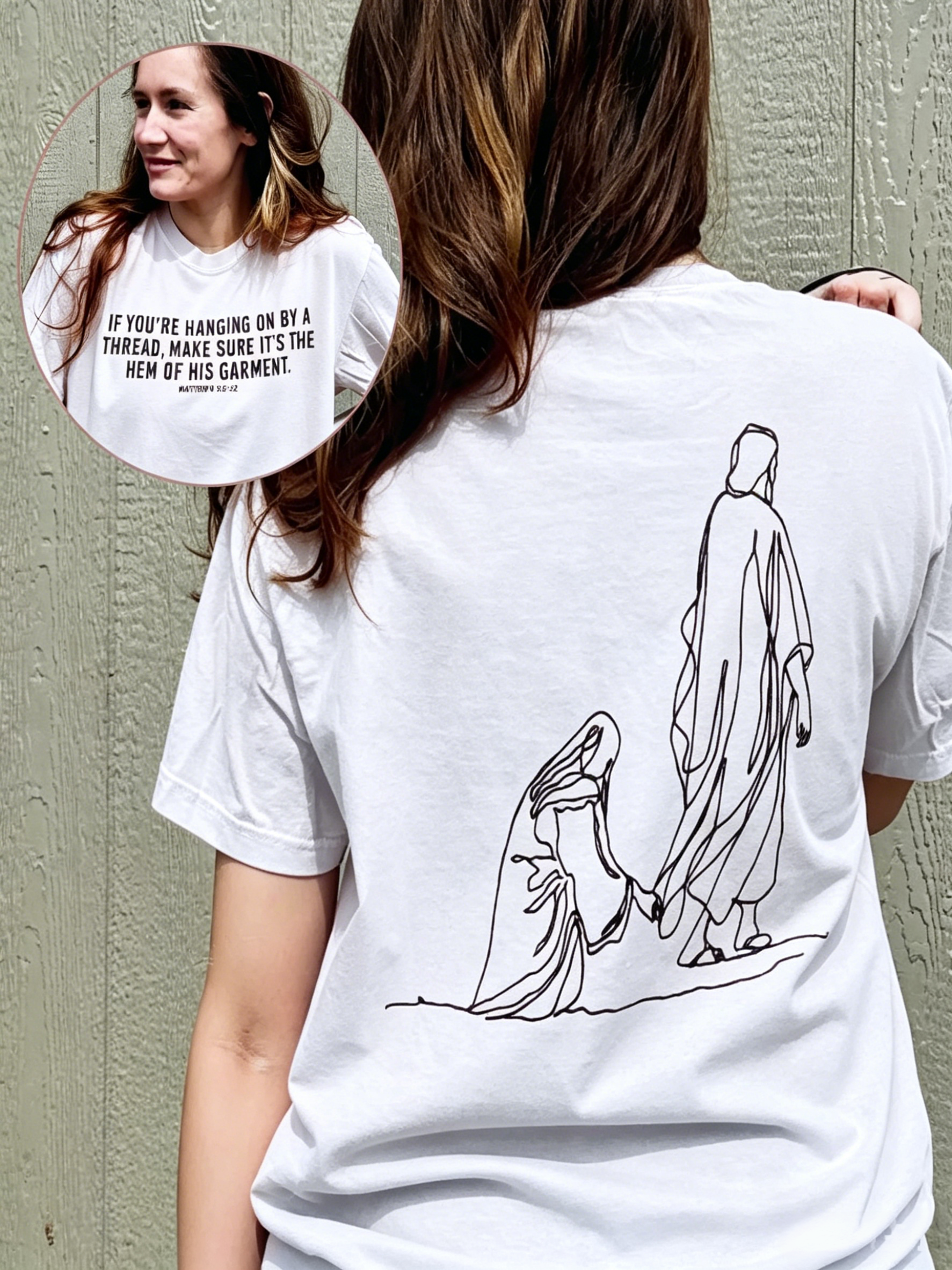 If You’re Hanging On A Thread Christian Vintage Tee | Matthew 9:20-22 Faith Shirt