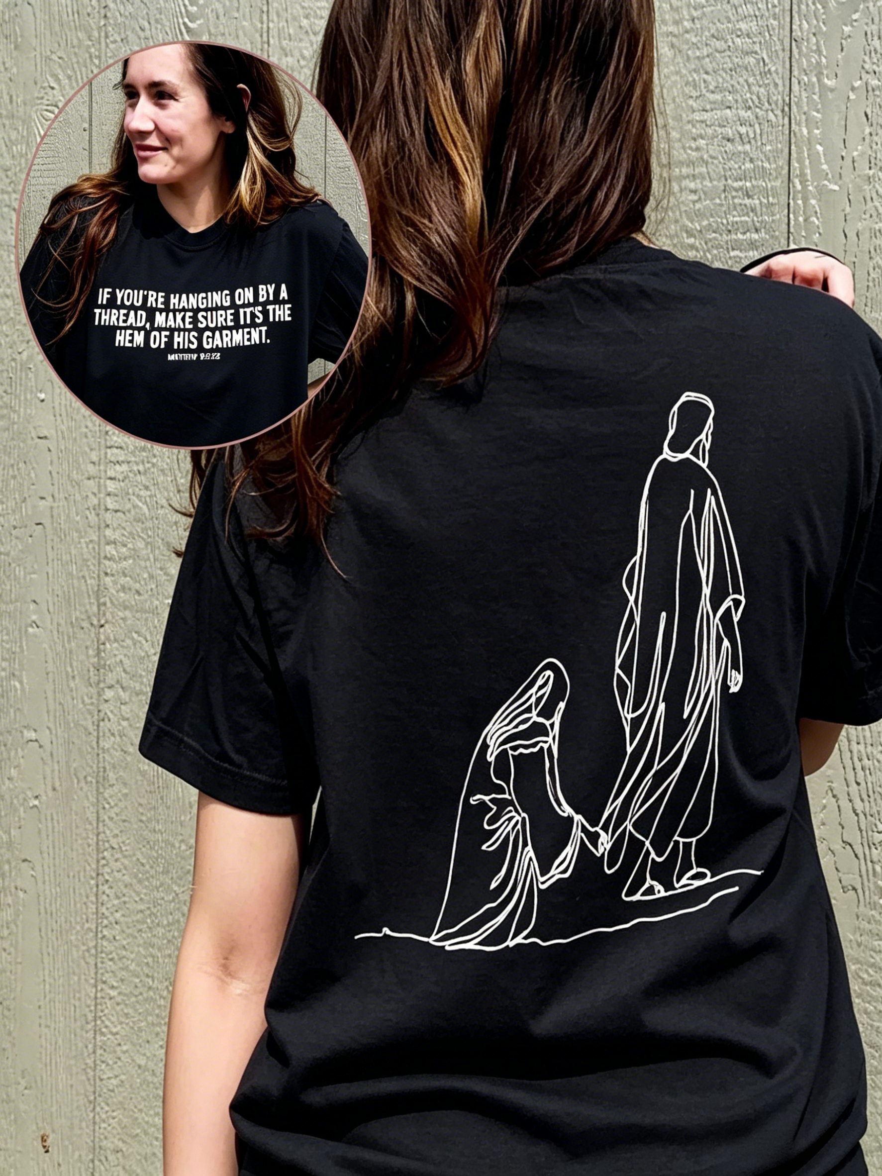 If You’re Hanging On A Thread Christian Vintage Tee | Matthew 9:20-22 Faith Shirt