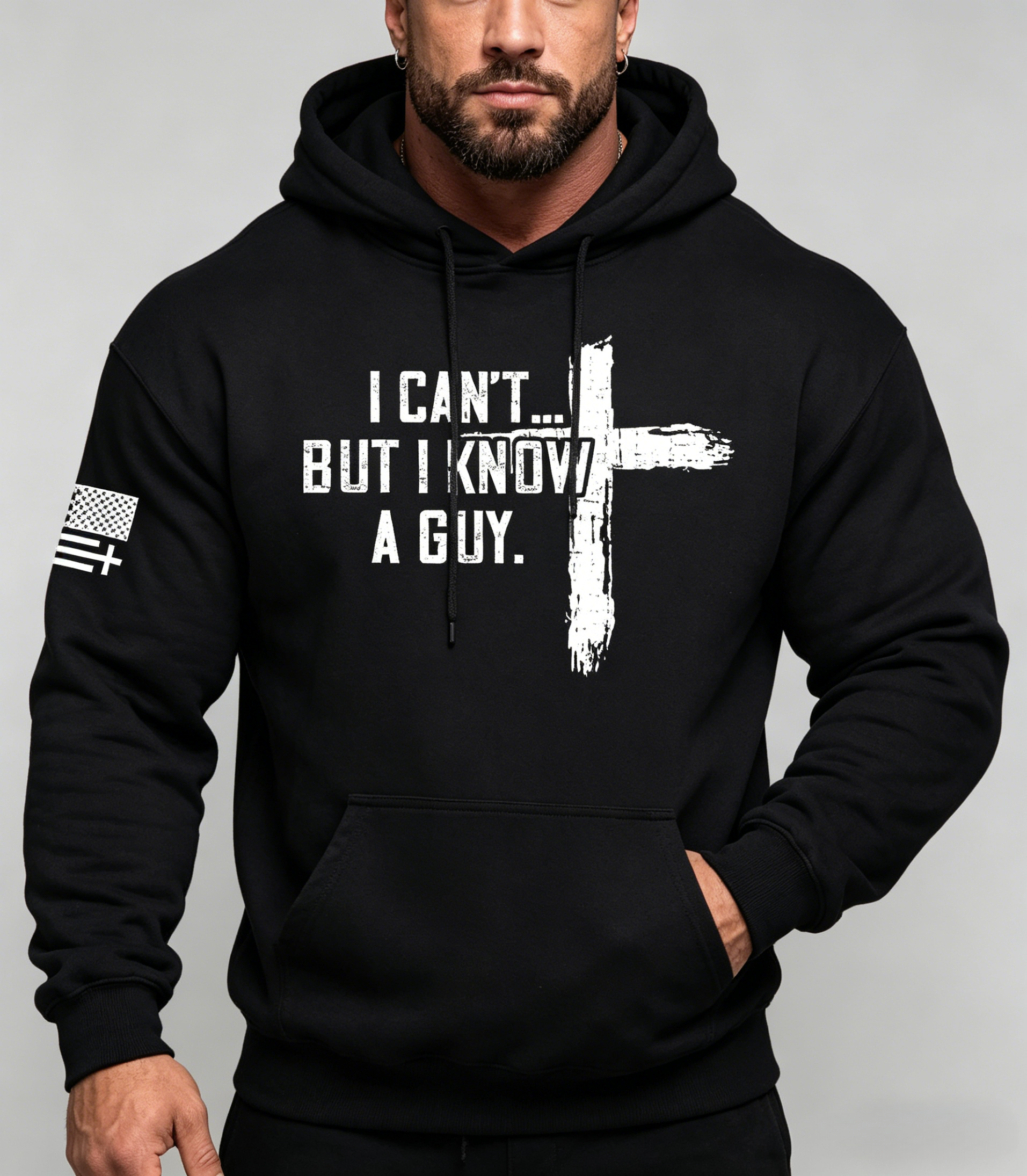 I Can't, But I Know a Guy Christian Cross Black T-Shirt Sweatshirt hoodie