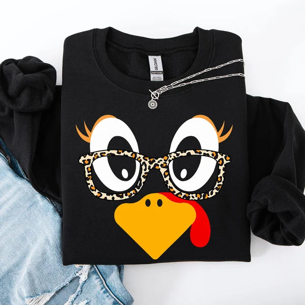 🦃 Cute Turkey Face Sweatshirt Hoodie Tee Thanksgiving Fall Vibe 🧡