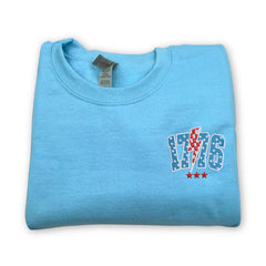 Embroidered 1776 Thunderstorm Sweatshirt on Fourth of July