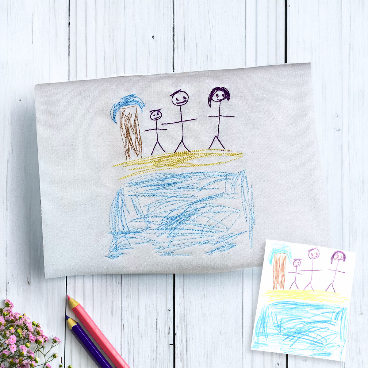 Custom Kids Drawing Sweatshirt or Hoodie, Personalized Embroidered Father's Day Gifts for Dad Grandpa