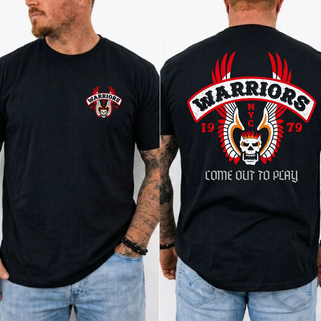 Warriors NYC 1979 Come Out To Play Double Sided Graphic T-Shirt, Retro Movie Inspired Tee