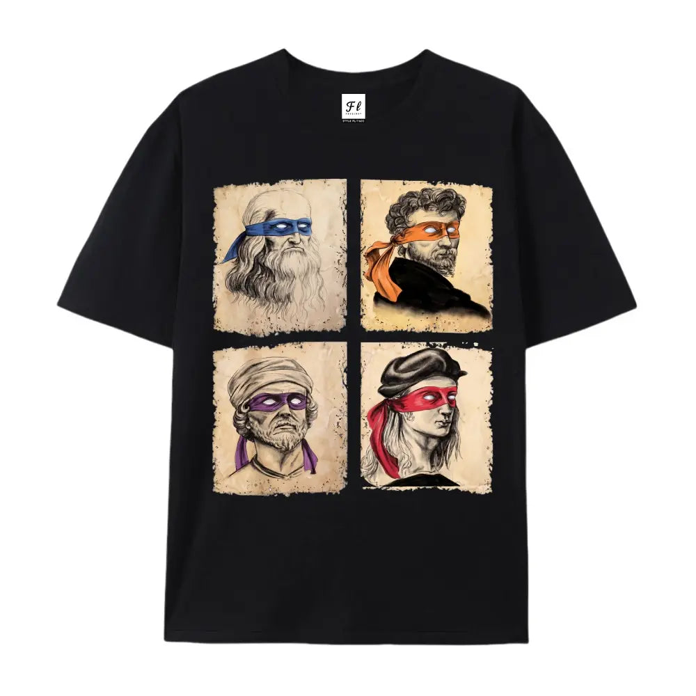 Renaissance Ninja Parody Graphic Crewneck Sweatshirt & Hoodie | Vintage Art Funny T-Shirt