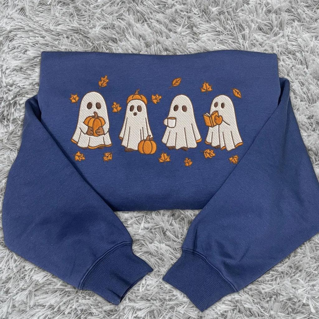 👻 Cute Fall Ghost Embroidered Halloween Tee/Crewneck/Hoodie