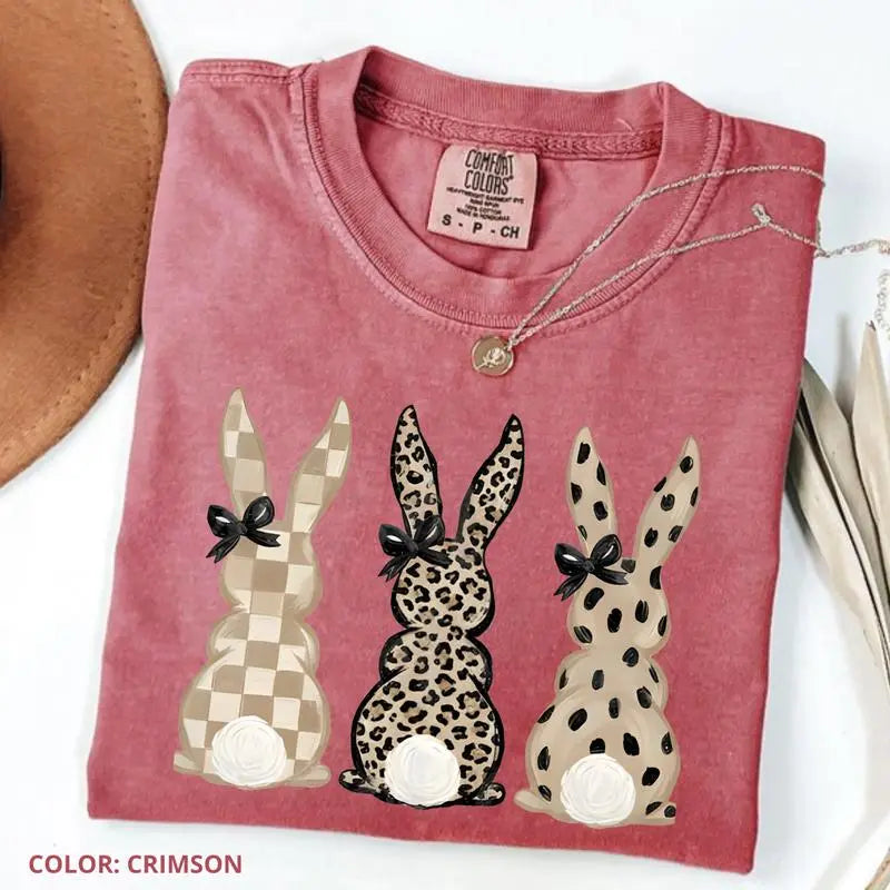 Three Cute Rabbits Short-Sleeve Hooded Sweatshirt - Holiday Gift