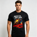 🏍️ Sorry I’m Late I Was Crankin My Hog Biker Skull Graphic Black Tee Sweatshirt Hoodie