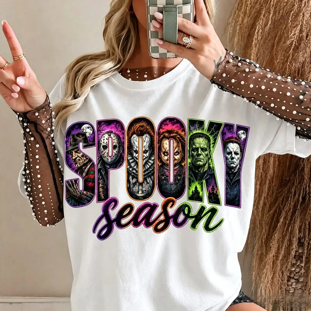 Spooky Season Horror Characters Halloween Graphic T‑Shirt sweatshirt hoodie