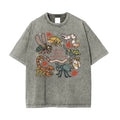 Retro Acid Wash Cute Bug Print Oversized Tee "Love The Unloved" Y2K Street Style T-Shirt for Men & Women