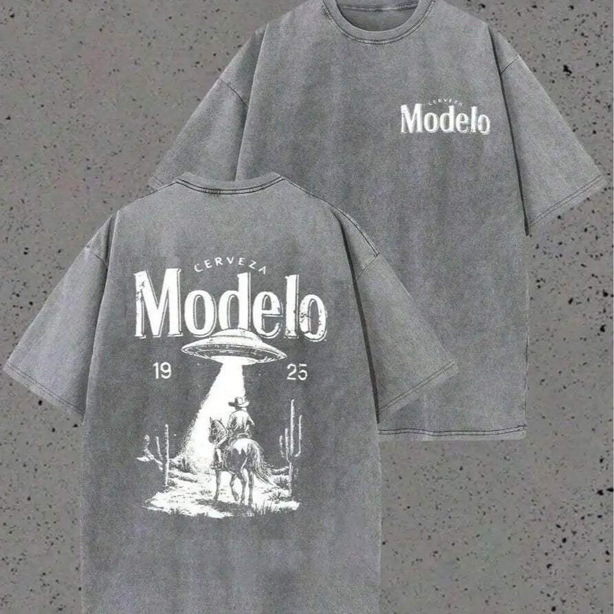 Vintage Washed Western UFO Cowboy Graphic Tee