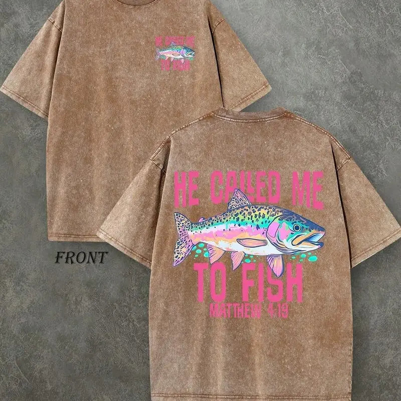 He Called Me To Fish Christian Fishing Vintage Tee