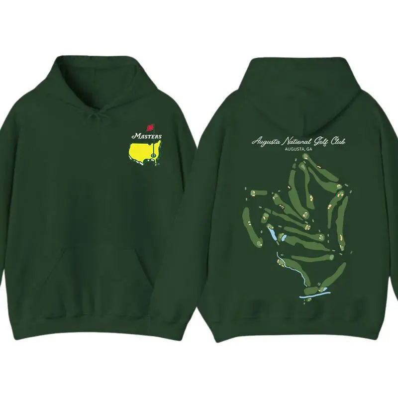 Augusta National Golf Course Map Hoodie Sweatshirt Tee Masters Tournament Inspired Green Hoodie