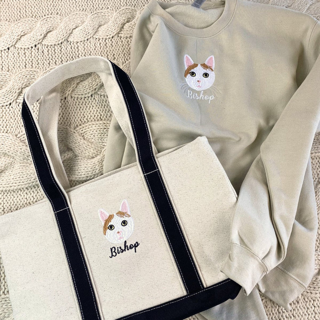 Personalized Father’s Day Gift for Pet Lovers – Custom Embroidered Pet Portrait Photo Sweatshirt or Hoodie