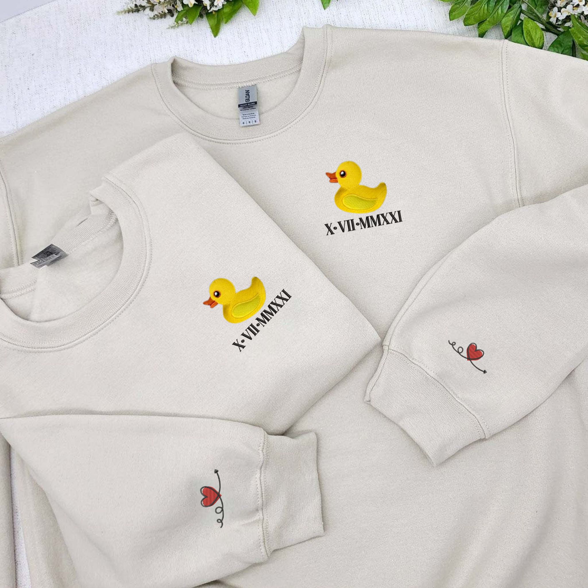 Duck Sweatshirt or Hoodie Matching, Custom Embroidered Valentines Gifts For Boyfriend Girlfriend