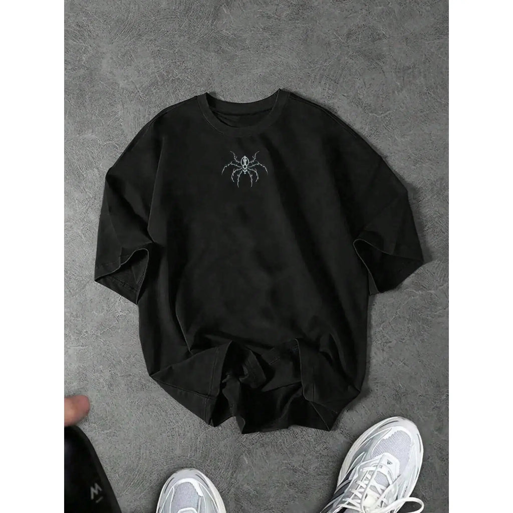 Minimal Line‑Art Spider Chest Print T‑Shirt Sweatshirt Hoodie