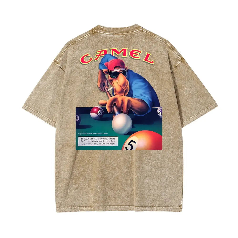 Vintage Washed Retro Pool Player Graphic Tee - Limited Edition