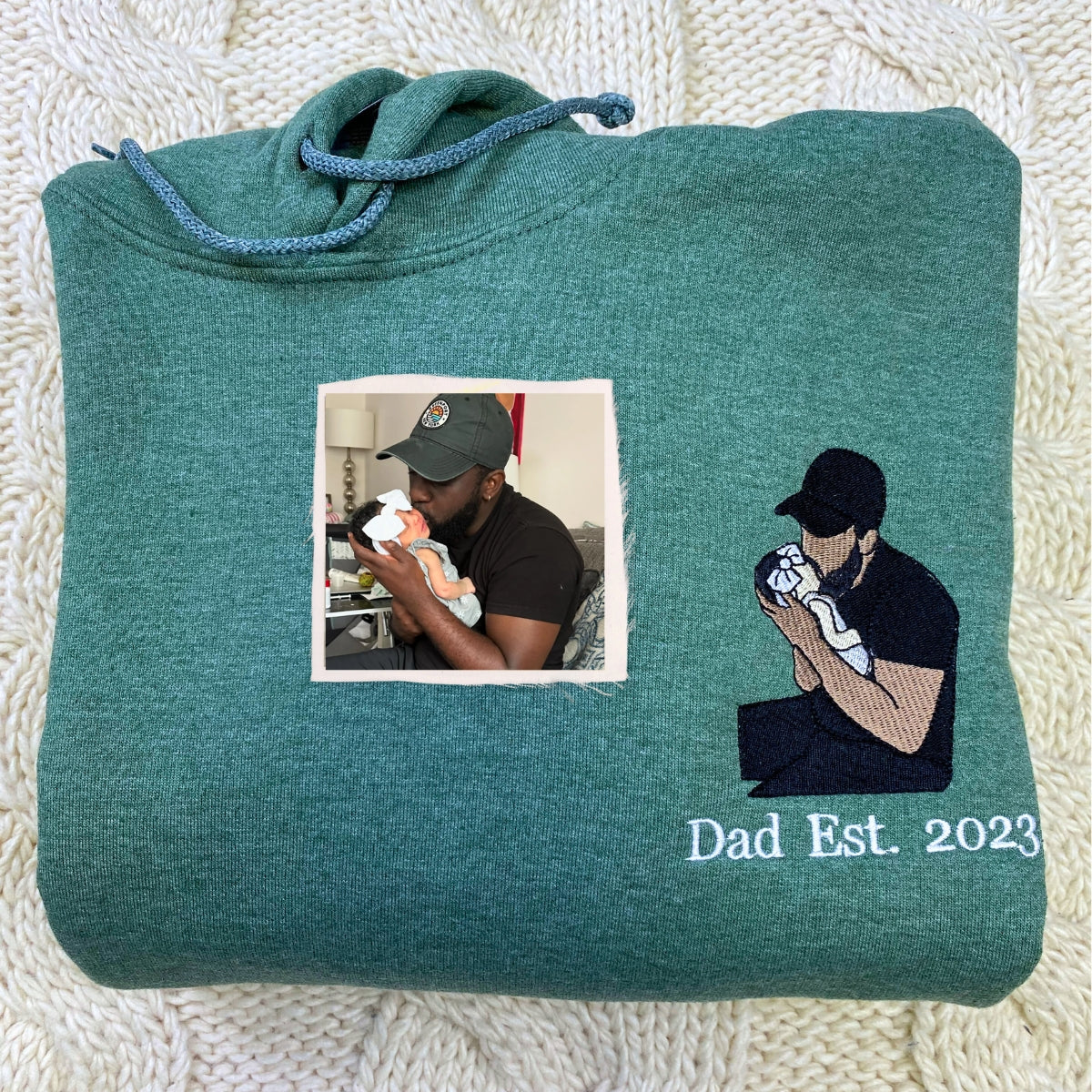 Papi Sweatshirt / Hoodie with Embroidered Portrait from Dad Photo