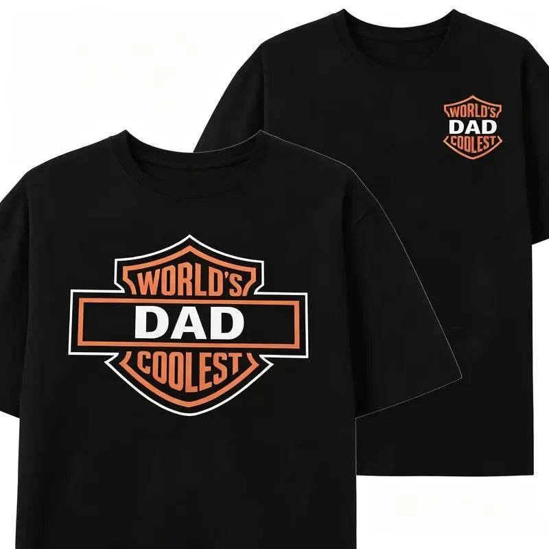 World's Coolest Papa Dual Print Black Tee